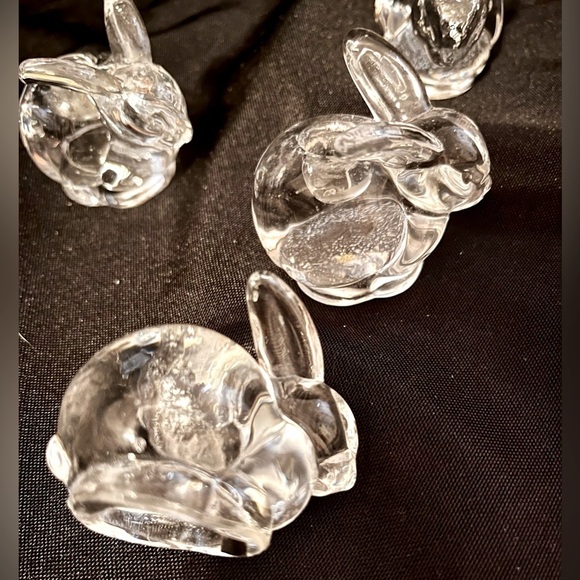 Estate Other - Elegant Clear Glass Rabbit Figurines Easter Bunny 4 Bunnies Candle Holders Gift
